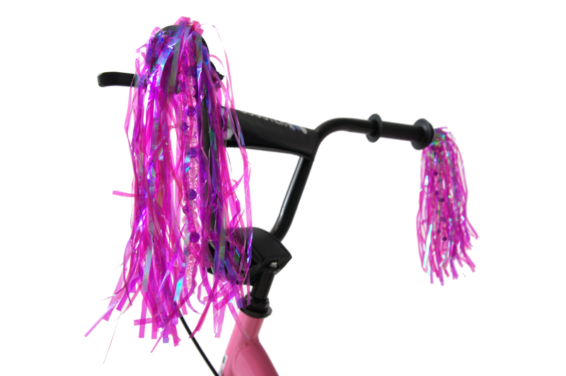 Handlebar Tassels Pink Purple With Beads-1